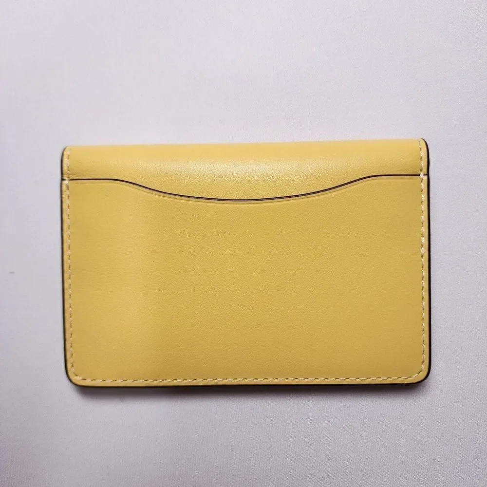 NWT Coach Id License Credit Card Wallet Refined Calf Leather Yellow CJ728